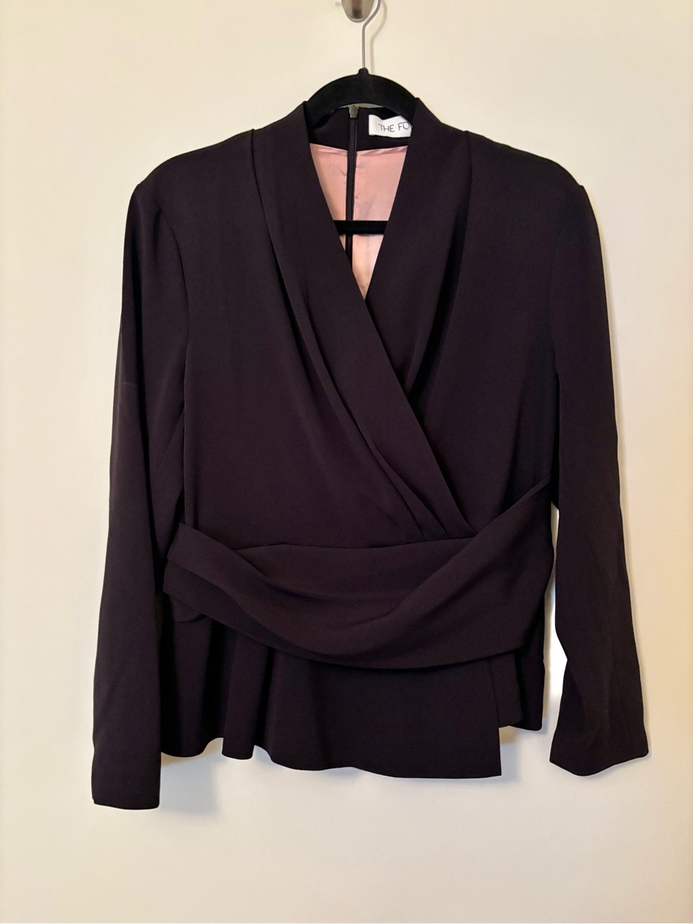 The Fold Malone Sculpt Stretch Crepe Top Black Medium